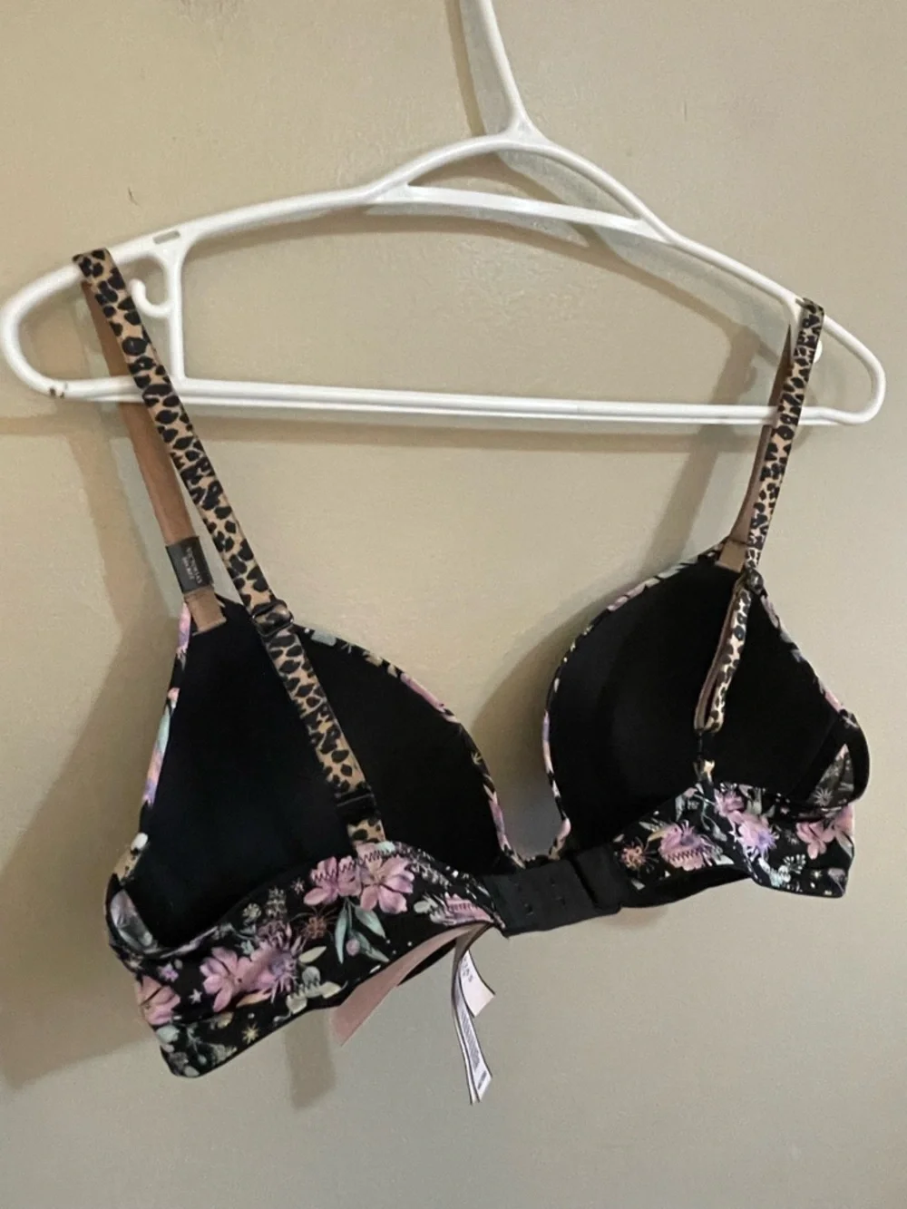 Victoria’s Secret Black & Pink Floral & Animal Print Push-Up Bra – Size 36C NWT - Picture 8 of 13
